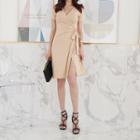 Short-sleeve Surplice-wrap Dress