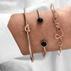 Set Of 3: Alloy Wirework Love Lettering / Knot / Bangle Set Of 3 - As Shown In Figure - One Size