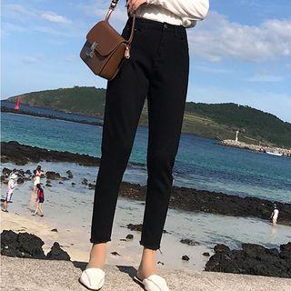 Fleece-lined High-waist Jeans