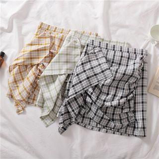 Plaid Asymmetric Skirt