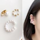 Set Of 3: Faux Pearl Clip-on Earring / Ear Cuff Wej015 - Set Of 3 - As Shown In Figure - One Size