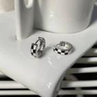 Checker Glaze Alloy Earring 1 Pair - Checker - Black & White - One Size