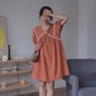 V-neck Lace Panel Mini A-line Dress