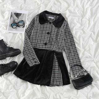 Check Crop Jacket / A-line Skirt