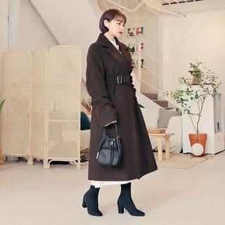 Notched-lapel Open-front Coat With Belt