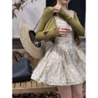 Plain Cropped Light Cardigan / Sleeveless Button-up Mini Dress