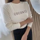 Letter Napped Cotton T-shirt Cream - One Size