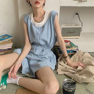 Denim Wide Leg Jumper Shorts Blue - One Size