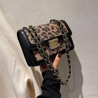Leopard Print Flap Chain Shoulder Bag