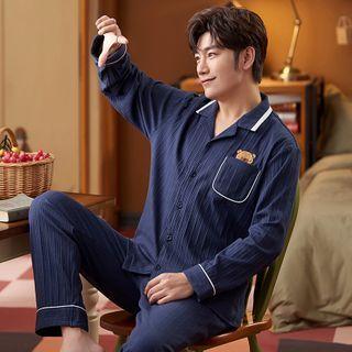 Loungewear Set : Long-sleeve Bear Print Top + Pants