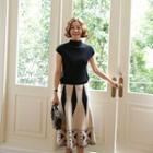 Fringed Patterned Knit Skirt