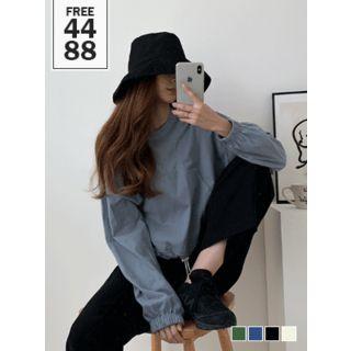 Stitched Kangaroo-pocket Drawcord-hem Pullover