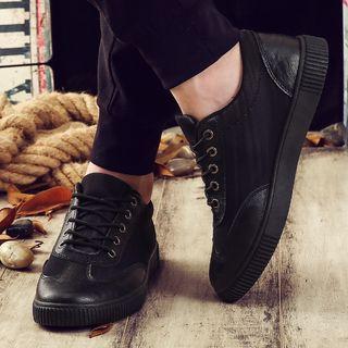 Canvas Faux Leather Sneakers