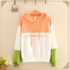 Embroidered Color-block Oversize Hoodie