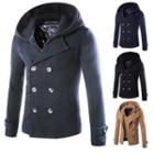 Double Breasted Detachable Hooded Coat
