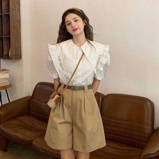 Peter Pan Collar Shirt + Skirt Pants