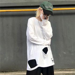 Distressed Long-sleeve Oversize T-shirt