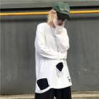 Distressed Long-sleeve Oversize T-shirt