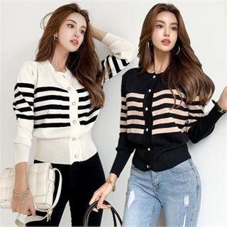 Faux-pearl Stripe Cardigan