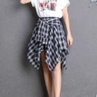 Irregular Plaid Mini A-line Skirt