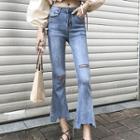 Cut Out Boot Cut Jeans