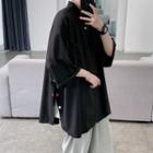 Snap Button Slit 3/4 Sleeve Shirt