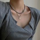 Letter W Pendant Layered Stainless Steel Necklace Silver - One Size