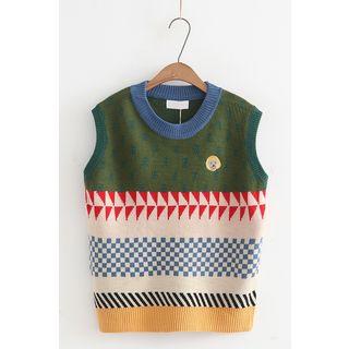 Crew-neck Knit Vest As Shown In Figure - One Size