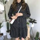 Dot Loose-fit Long-sleeve Shirtdress