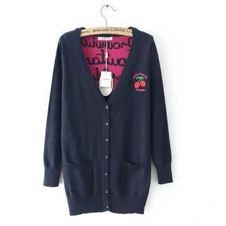 Embroidered Long Cardigan