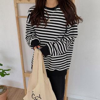 Extra Long-sleeve Boxy Stripe Pullover