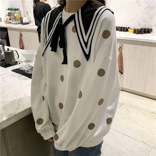 Marine Collar Polka Dot Sweatshirt