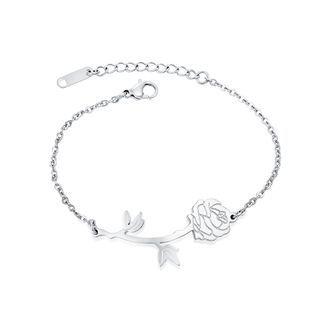 Elegant Temperament Rose 316l Stainless Steel Bracelet Silver - One Size
