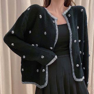 Long-sleeve Dotted Knit Cardigan