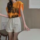 Sleeveless Print T-shirt Orange - One Size