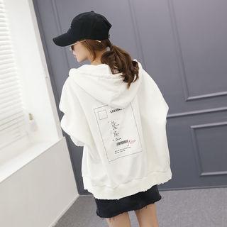 Fray-edge Oversized Zip-up Hoodie