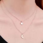 Alloy Moon & Star Pendant Layered Necklace