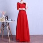 Elbow Sleeve Evening Gown