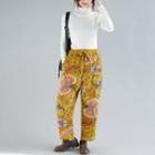 Floral Print Padded Harem Pants Yellow - One Size