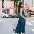 Strappy Textured Long Flare Dress