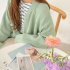 Dual-pocket Zip-up Rib-knit Cardigan