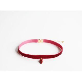 Alloy Strawberry Pendant Choker Red - One Size