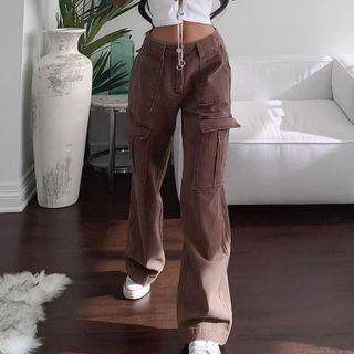 Mid-waist Cargo Wide Leg Pants