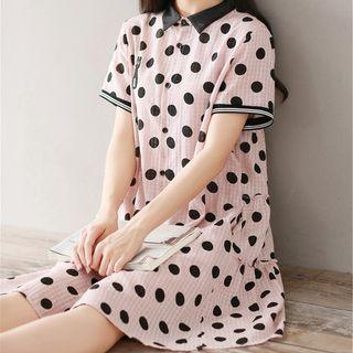 Short-sleeve Dotted Shirtdress