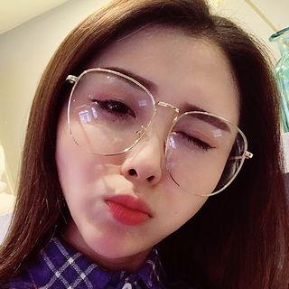 Oversized Metal Frame Blue Light Blocking Eyeglasses