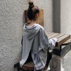 Back-slit Oversize Hoodie Gray - One Size