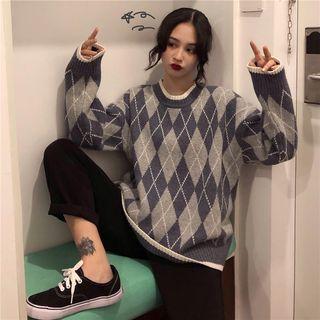 Diamond Check Knit Sweater