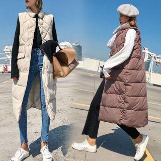 Stand Collar Padded Long Vest