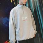 Stand Collar Zip Lettering Pullover