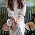 3/4-sleeve Lace-trim Dress With Slipdress